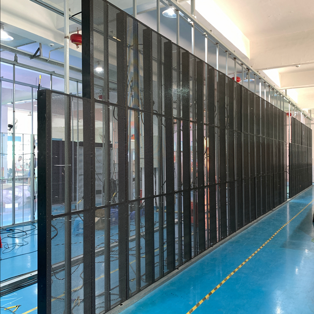 광고 비디오 벽 P3.91-P7.81 패널 필름 화면 실내 유리 유리 투명 LED 디스플레이